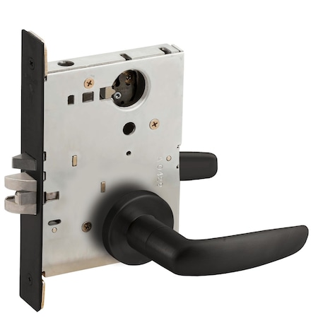 Grade 1 Entrance Office Mortise Lock, Less Cylinder, 07 Lever, A Rose, Flat Black Coated Finish, Fie